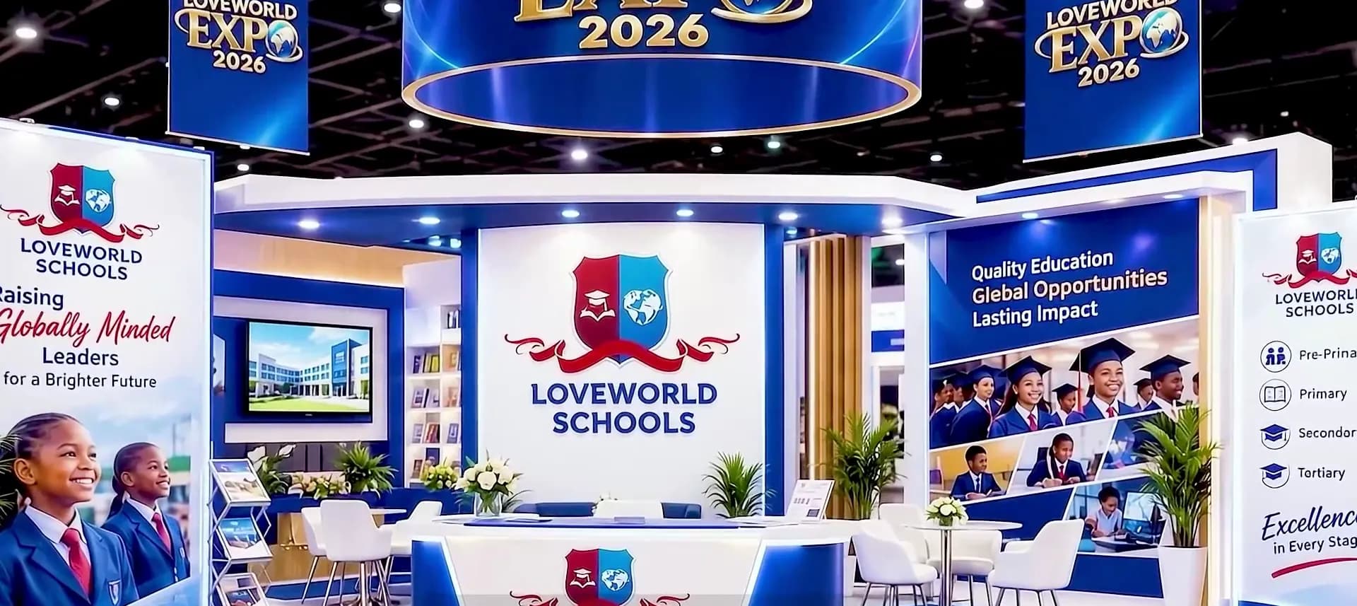 The LoveWorld Schools stand